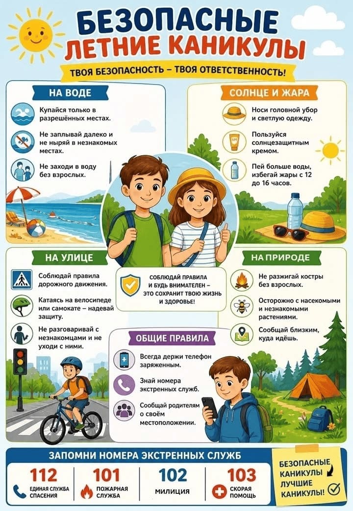 Безопасные летние каникулы!!!